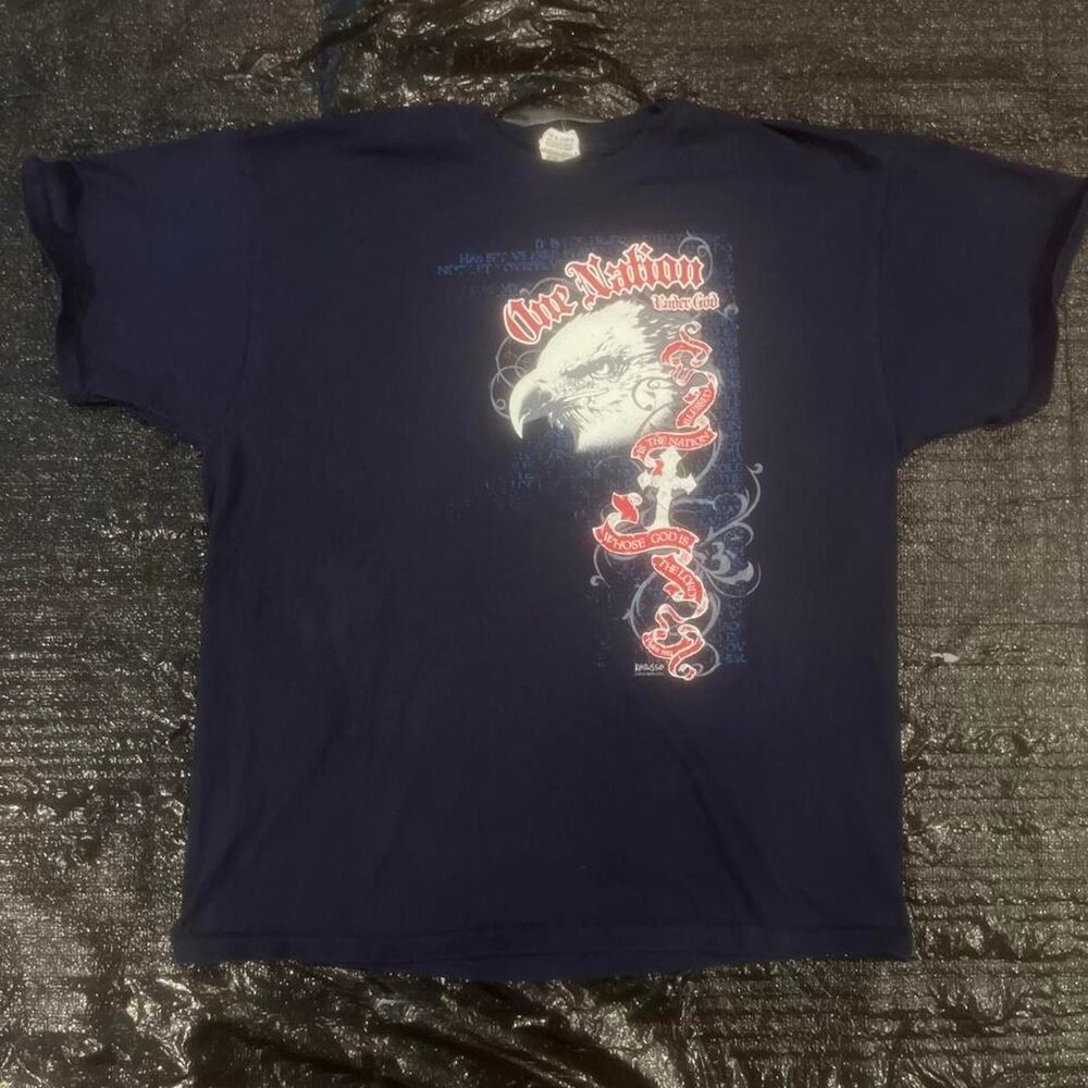 Unbranded Men's Navy and Blue T-shirt